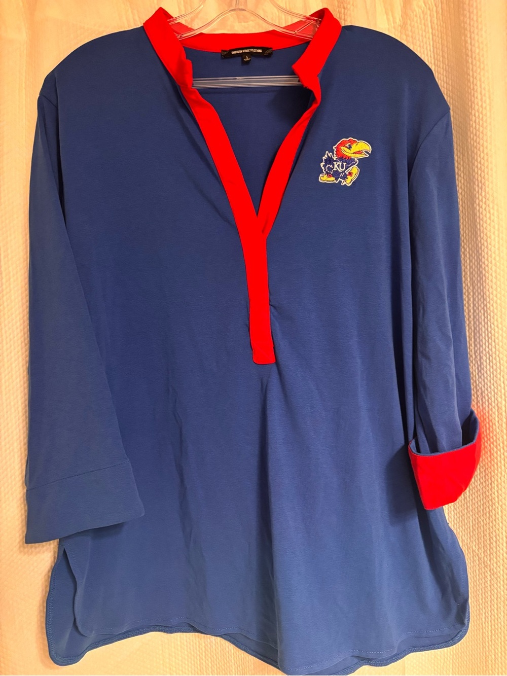 University of Kansas Blue & Red Long Sleeve Womens Top